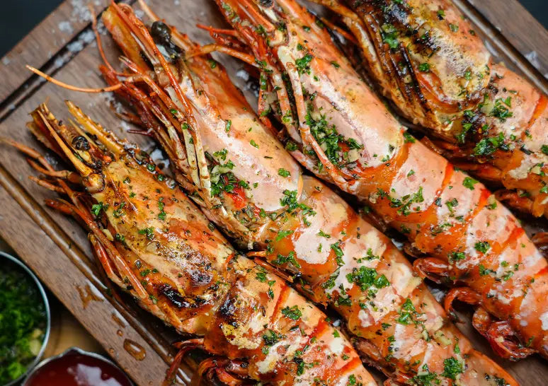 Easy Garlic Butter Grilled Tiger Prawns